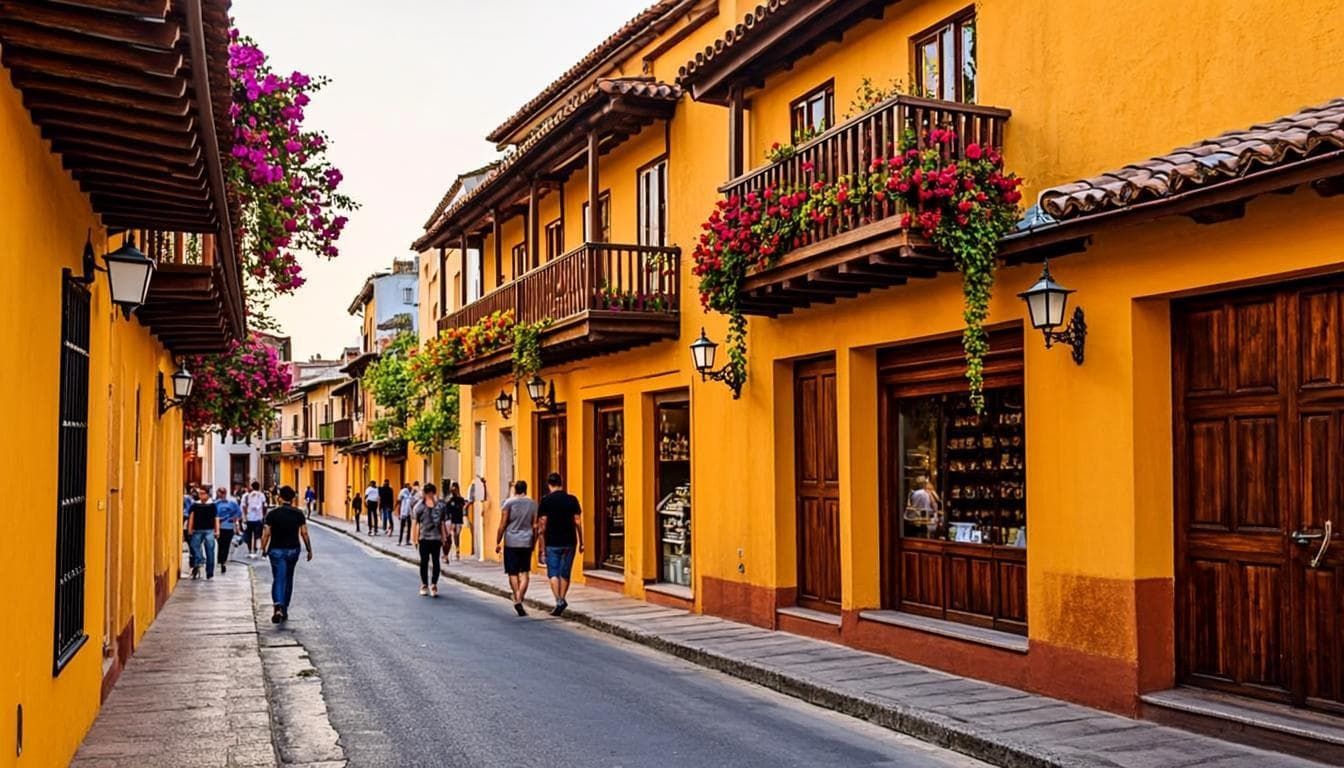 Calle colonial colorida de Getsemaní, Cartagena
