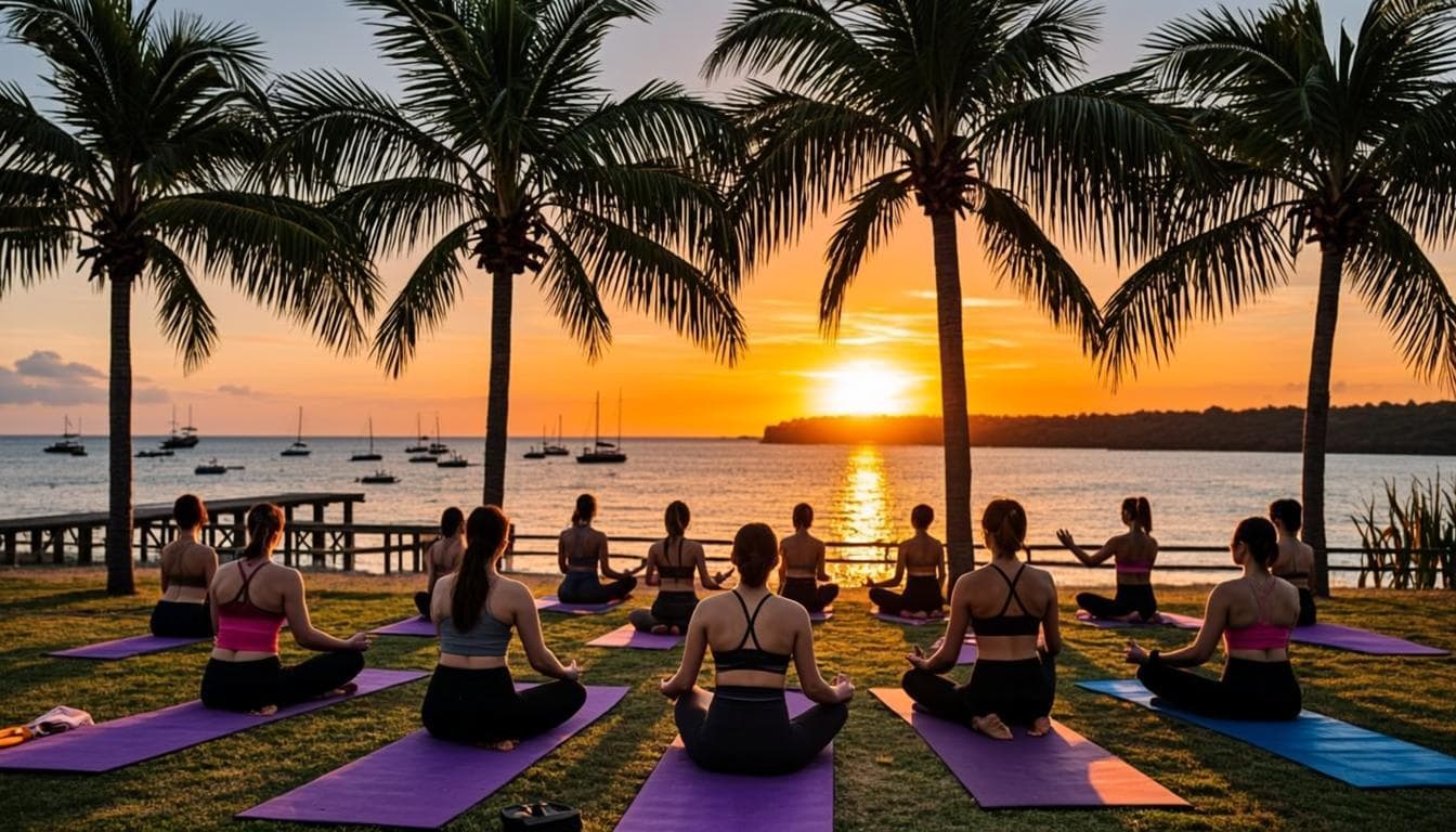 Yoga al aire libre en el Parque de la Marina, Cartagena